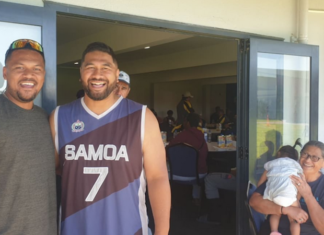 RSE worker Taylor Crichton and church volunteer Fuimaono Nathan Pulega at Napier