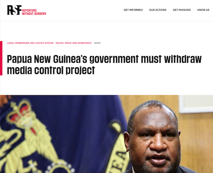 Reporters Without Borders on PNG media