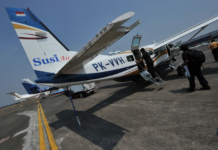 A Susi Air Cessna similar to the one seized in Nduga pictured preparing for takeoff