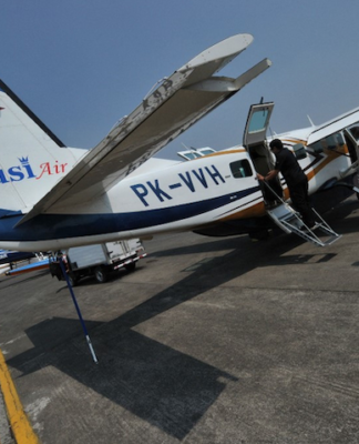 A Susi Air Cessna similar to the one seized in Nduga pictured preparing for takeoff