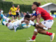 Fijian Drua replacement Taniela Rakuro dives over to score the match winning try