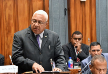 Fiji opposition leader Voreqe Bainimarama criticising the new coalition government