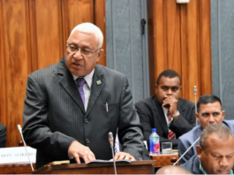Fiji opposition leader Voreqe Bainimarama criticising the new coalition government
