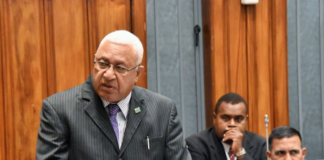Fiji opposition leader Voreqe Bainimarama criticising the new coalition government