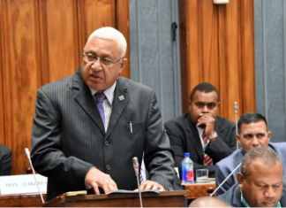 Fiji opposition leader Voreqe Bainimarama criticising the new coalition government