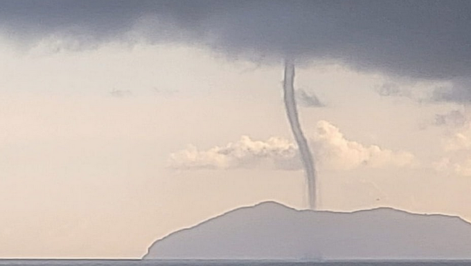 A water spout off the Bay of Plenty coast near Waihi where a tornado hit