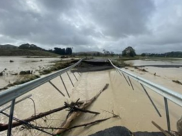A flooded Wairoa bridge