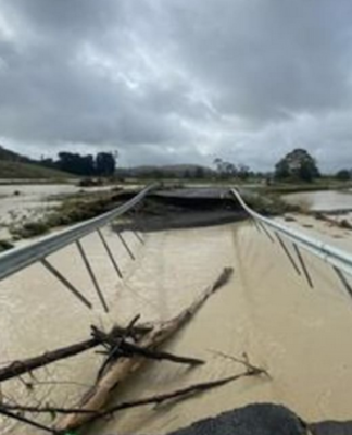 A flooded Wairoa bridge