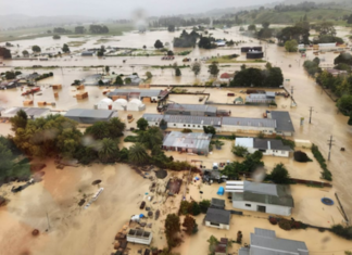 The northern Hawke's Bay town of Wairoa (pop. 8000) flooded