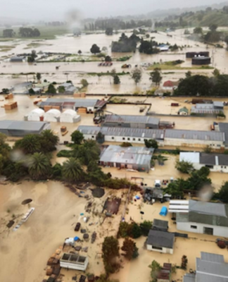 The northern Hawke's Bay town of Wairoa (pop. 8000) flooded