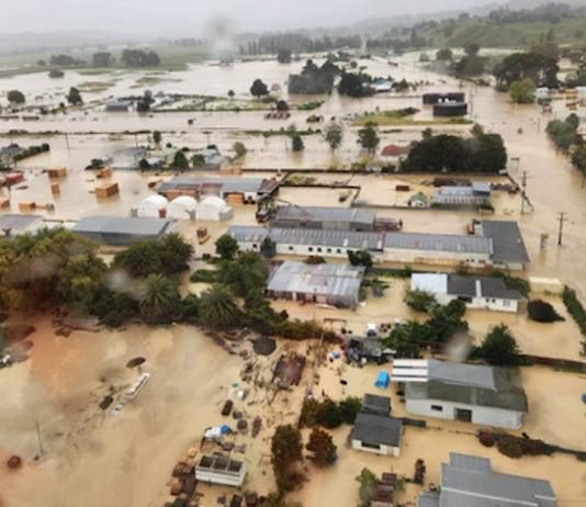 The northern Hawke's Bay town of Wairoa (pop. 8000) flooded