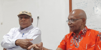 Reverend Benny Giai (left) and Reverend Rev. Socratez Sofyan Yoman at the Papuan Church Council