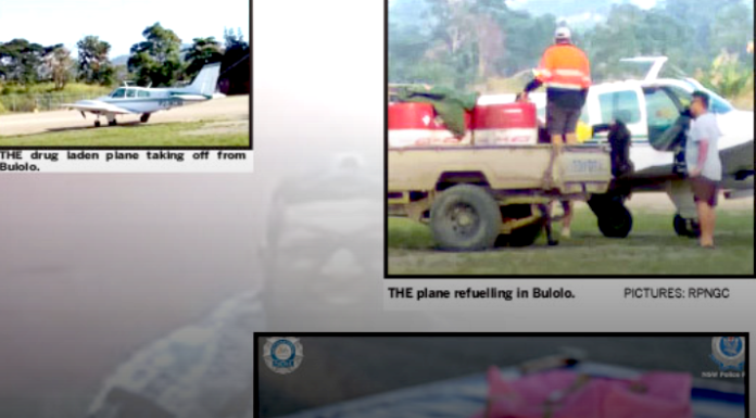 Police allege 52kg methamphetamine was located on a "black flight" from PNG to Australia