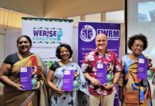 Assistant Minister for Women, Children and Poverty Alleviation Sashi Kiran (second from left) with Fiji Women's Rights Movement staff during the launch of the research report "Beyond 33 percent"