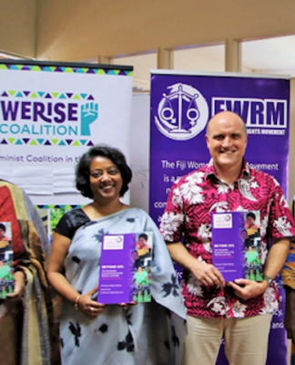 Females do 73 percent of unpaid housework in Fiji, says new report Assistant Minister for Women, Children and Poverty Alleviation Sashi Kiran (second from left) with Fiji Women's Rights Movement staff during the launch of the research report "Beyond 33 percent"