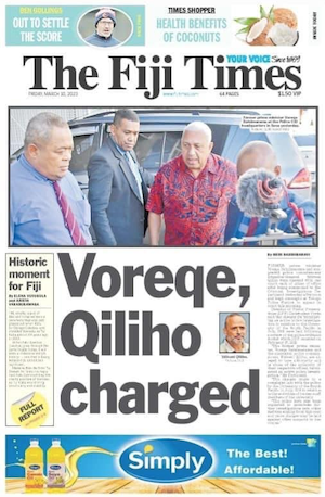 Today's Fiji Times front page 100323