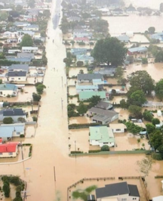 Flooded properties in Hawke's Bay.