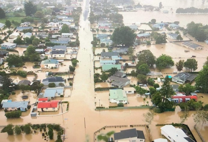 Flooded properties in Hawke's Bay.