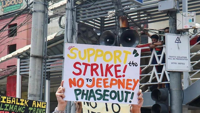 Several transport groups staged a strike yesterday in support of a better deal for jeepney owners and drivers as part of the Philippines government's modernisation programme