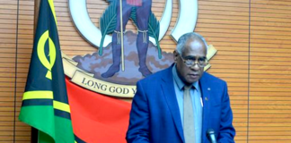 Vanuatu Prime Minister Ishmael Kalsakau announcing the declaration of a state of emergency 020323