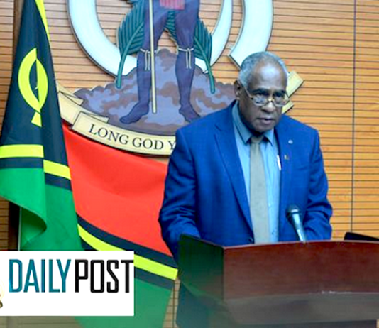 Vanuatu Prime Minister Ishmael Kalsakau announcing the declaration of a state of emergency 020323