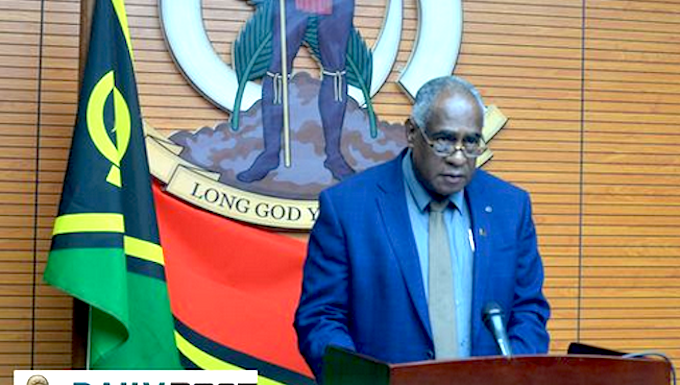 Vanuatu Prime Minister Ishmael Kalsakau announcing the declaration of a state of emergency 020323