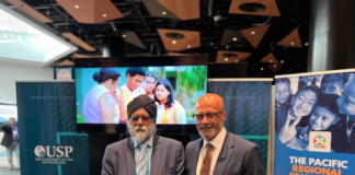 USP vice-chancellor Professor Pal Ahluwalia (left) and chief operating officer Walter Fraser