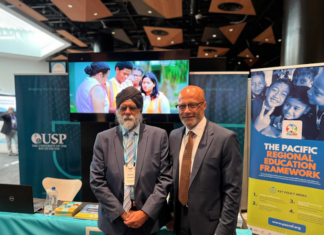 USP vice-chancellor Professor Pal Ahluwalia (left) and chief operating officer Walter Fraser