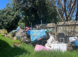 The back yard of Samoan community advocate Paul Mark's home in Mangere