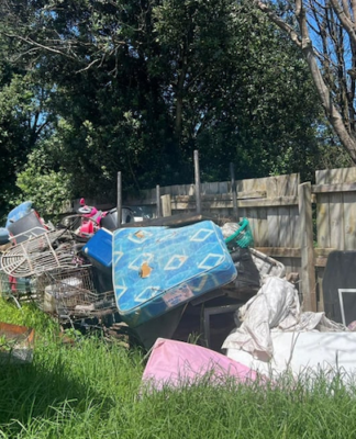 The back yard of Samoan community advocate Paul Mark's home in Mangere