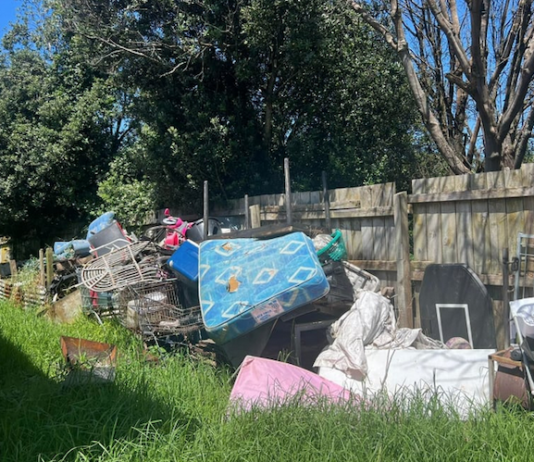 The back yard of Samoan community advocate Paul Mark's home in Mangere