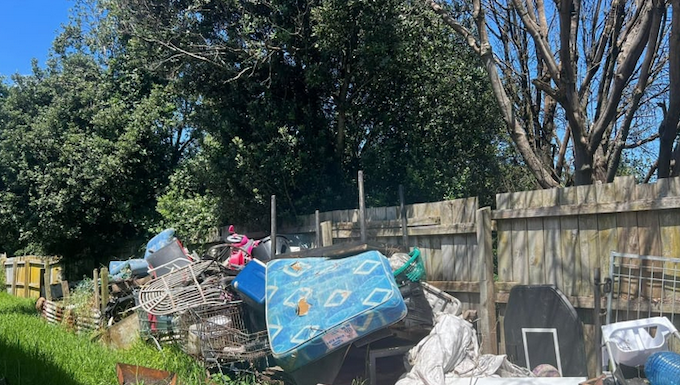 The back yard of Samoan community advocate Paul Mark's home in Mangere