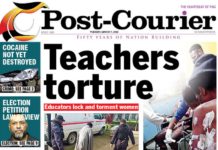 Today's PNG Post-Courier front page . . . teachers alleged to have tortured the women on a Porgera school campus 070323