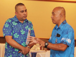 Communications Fiji Ltd news director Vijay Narayan talks to Acting Police Commissioner Juki Fong Chew