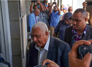 Former Fiji prime minister Voreqe Bainimarama entering the Suva Magistrates Court 10 March 2023
