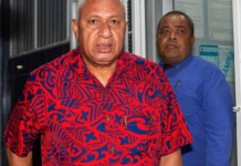 Former Fiji prime minister Voreqe Bainimarama being taklen into the Totogo police remand centre