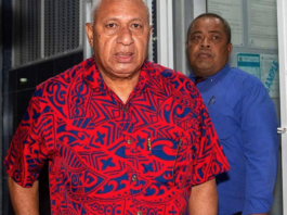 Former Fiji prime minister Voreqe Bainimarama being taklen into the Totogo police remand centre