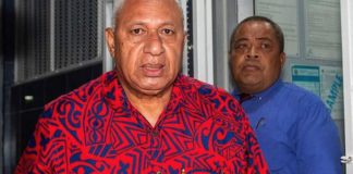 Former Fiji prime minister Voreqe Bainimarama being taklen into the Totogo police remand centre