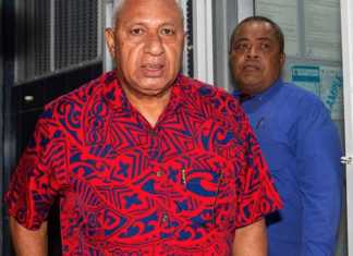Former Fiji prime minister Voreqe Bainimarama being taklen into the Totogo police remand centre
