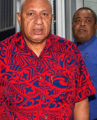 Former Fiji prime minister Voreqe Bainimarama being taklen into the Totogo police remand centre