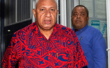 Former Fiji prime minister Voreqe Bainimarama being taklen into the Totogo police remand centre