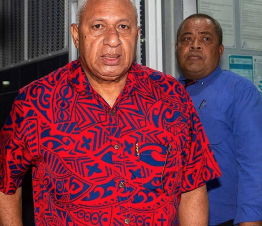 Former Fiji prime minister Voreqe Bainimarama being taklen into the Totogo police remand centre