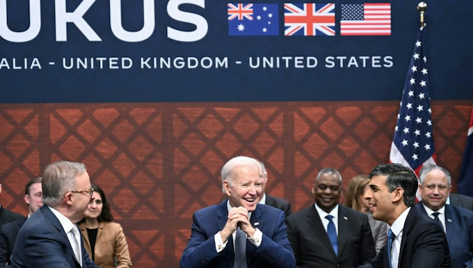 ‘Bringing war much closer to home’ – Pacific elders denounce AUKUS deal US President Joe Biden (centre) participates in a trilateral meeting with British Prime Minister Rishi Sunak (right) and Australia's Prime Minister Anthony Albanese