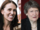 Former NZ prime ministers Jacinda Ardern (left) and Helen Clark
