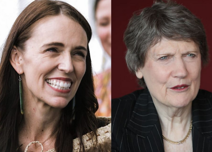 Jacinda Ardern + Helen Clark RNZ 680wide Former NZ prime ministers Jacinda Ardern (left) and Helen Clark