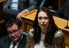 Former NZ prime minister Jacinda Ardern delivering her valedictory speech to Parliament
