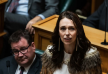 Former NZ prime minister Jacinda Ardern delivering her valedictory speech to Parliament