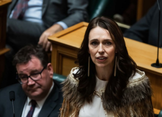 Former NZ prime minister Jacinda Ardern delivering her valedictory speech to Parliament