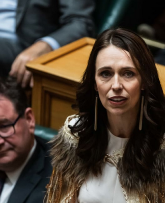 Former NZ prime minister Jacinda Ardern delivering her valedictory speech to Parliament
