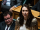 Former NZ prime minister Jacinda Ardern delivering her valedictory speech to Parliament
